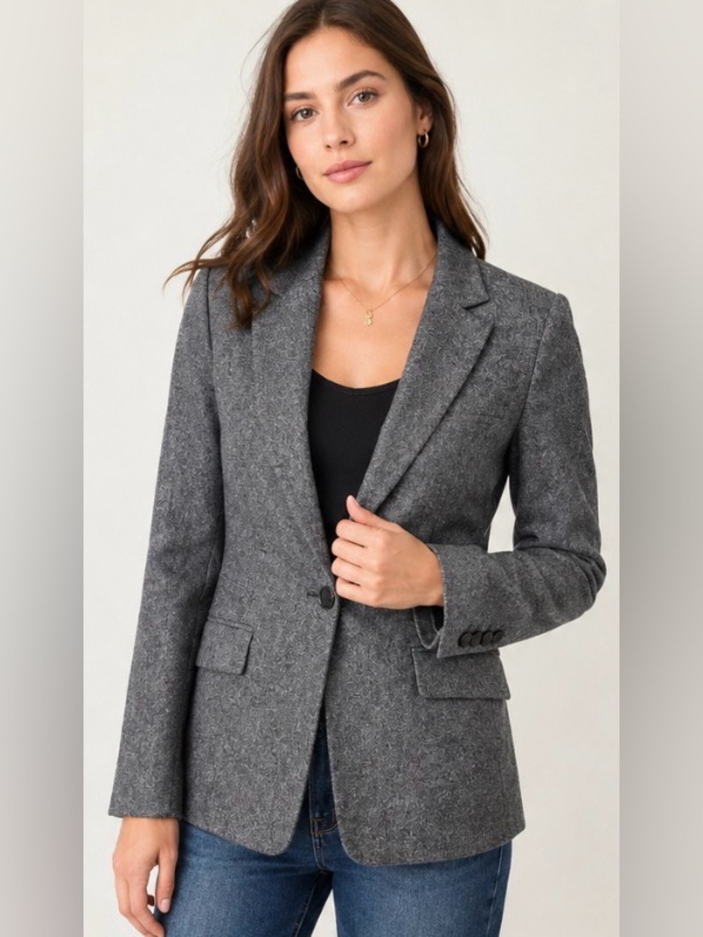 Gerard Darel Classic Gray Wool Women's Tailored Blazer Jacket